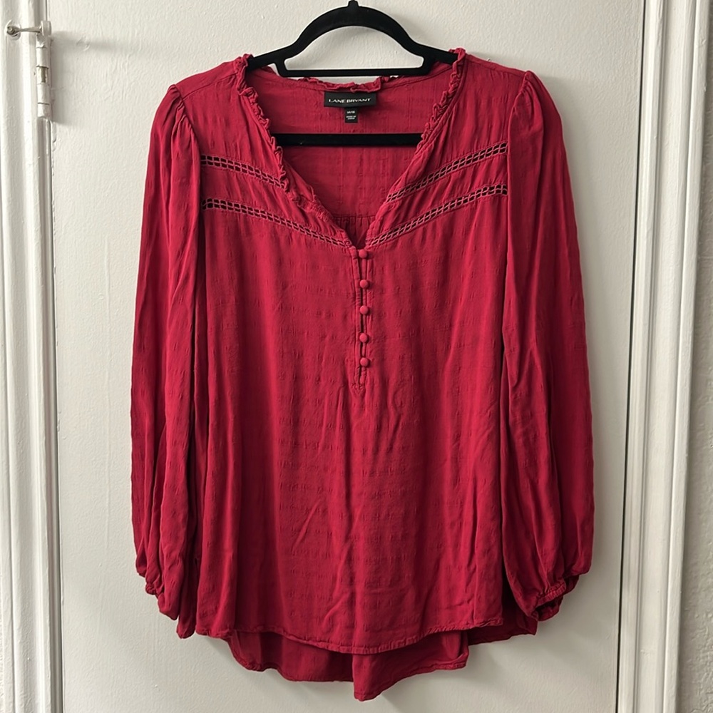 Lane Bryant pink long sleeve blouse sz 14/16